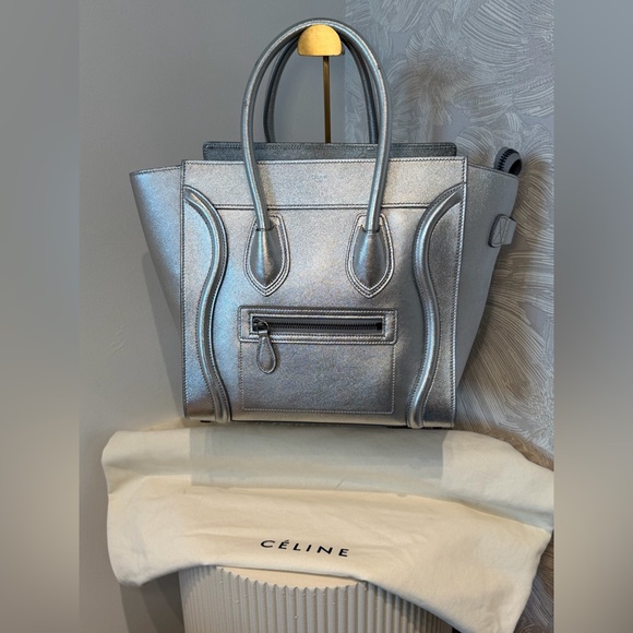 Celine Nano Luggage Tote Metallic Silver - Picture 7 of 8